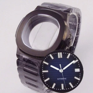 New 40mm Black PVD Square Watch Case Sapphire Glass Fit NH35 NH36 Movement - Picture 1 of 21
