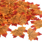 200pcs Artificial Leaves Fall Maple Autumn Fake Leaf Decoration, Orange
