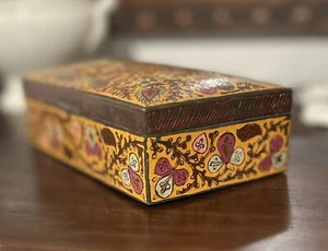 Antique Chinese Hand Crafted Foiled CHAMPLEVE'  Enamel BRASS BOX Wood Lined - Bild 1 von 11