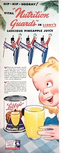 Anuncio impreso Libbys jugo de piña 1943 5x13 guardias nutricionales niña rubia - Imagen 1 de 1