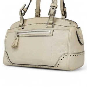 Coach Chelsea Pebble Cream Leather Satchel with Perforated Detail, 5031 - Picture 1 of 20