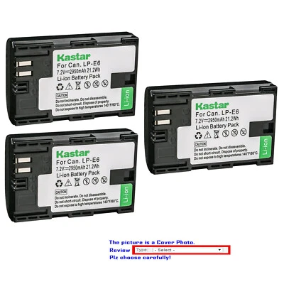Kastar Battery for Canon LP-E6 LP-E6N LC-E6 EOS 5DS 5D Mark II III 6D 7D MarkII