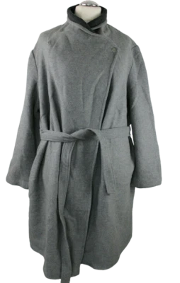 Sheego Damen Mantel Grau Wintermantel Wollmantel Gehrock Jacke Gürtel Übergröße - Bild 1 von 4