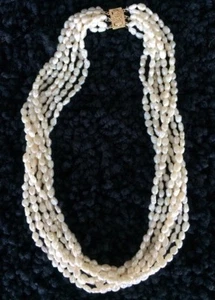 8 Strand Freshwater Rice Pearls 8 inch Necklace 14k Clasp - Picture 1 of 6