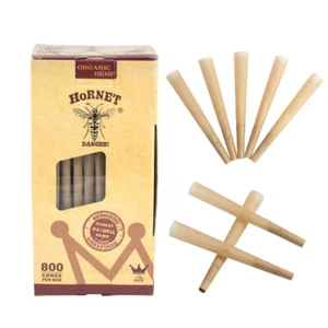 800X HORNET 11/4 Size Natural Pre-Rolled Unrefined Rolling Paper Cones With Tips - Picture 1 of 12