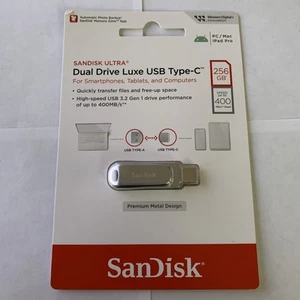SanDisk Ultra Dual Drive Luxe USB Type-C Flash Drive SDDDC4256GA46 - Picture 1 of 2