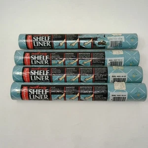 Rubbermaid VTG 1985 Smooth 'n Easy Shelf Liner 5350 Posy Blue 10' x 12" LOT OF 4 - Picture 1 of 14