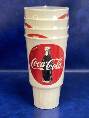 Set of 4 Vtg 2003 Coca-Cola Plastic PackerWare Drinking Cups Factory Sealed 32oz - Image 1 of 4