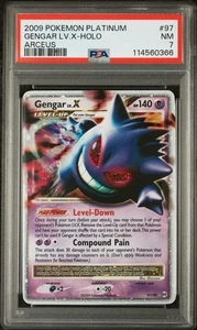 2009 Pokémon Platinum Gengar Lv.X Arceus Holo Card PSA 7 NM - Picture 1 of 2
