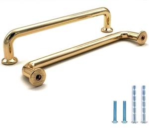 Paquete de 10 tiradores de gabinete de latón pulido de 5 pulgadas (128 mm) agujero centro aleación de zinc brillante - Imagen 1 de 4