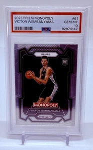 2023-24 Panini Prizm Monopoly PSA 10 GEM MT - Victor Wembanyama Rookie RC Spurs - Picture 1 of 2