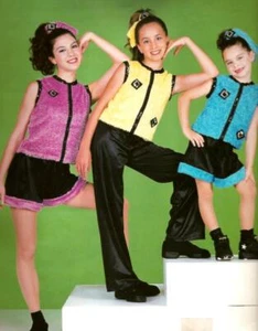 Taking Me Higher Child Large Jazz & Tap Dance Costume Yellow Top & Black Shorts - Picture 1 of 3