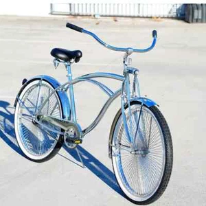 140 Spokes 26" Cruiser Single Speed Coaster Brake All Chrome Bike - Picture 1 of 7