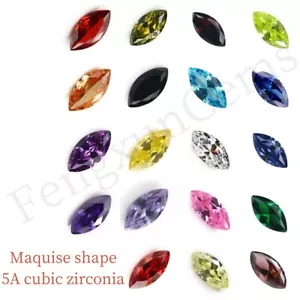 Pietra di zirconi sciolti multicolore forma marchesa 1,5x3~10x20 mm 5A per anello - Foto 1 di 47