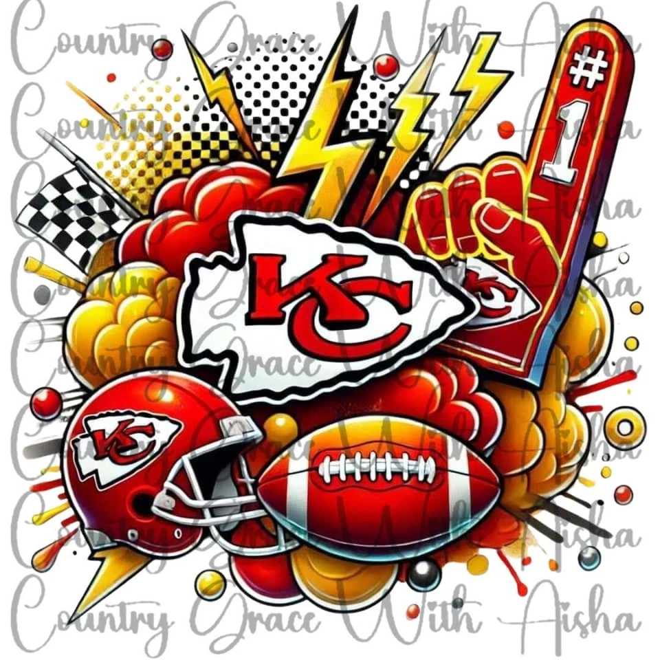 HANDMADE Sublimation Transfer Chiefs Football Ready To Press Heat Transfer