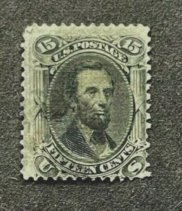 mystamps US 98 with "F" Grill used, 15 cent Lincoln, 1868, certified - Picture 1 of 3