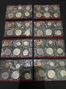 (8) 1962 US MINT SILVER Denver Sets, in OGP, LOTS OF LUSTER, GREAT COINS!!! - Picture 1 of 8