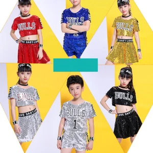 Children Sequins Jazz Dance Street Dance Modern Dance Costume Boys Girls - Picture 1 of 60