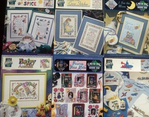 LOT/6 CROSS STITCH PATTERN LEAFLETS BABY/KIDS NURSERY DESIGNS & MORE - Picture 1 of 3