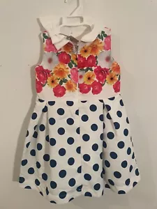 Pretty - NEW - Miss Ebita Girls Dress 5Y Cotton White Floral Print - de - Picture 1 of 5