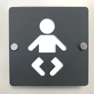 Square Baby Changing Toilet Sign - Many Colour Choices & Chrome Fixings - Picture 1 of 23
