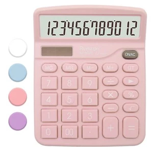 Pink Basic Office Desktop Calculator 12 Digit Large LCD Display Sensitive - Picture 1 of 7