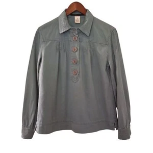 Marc Jacobs Blue Cotton Canvas Long Sleeve Top Textured Collar & Cuffs Sz 12 - Picture 1 of 7