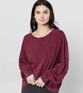 ❤️Neu ohne Etikett❤️ || Free People || Baumwollpullover "We The Free" 213 in Weinrot - Gr. Small - Bild 1 von 9