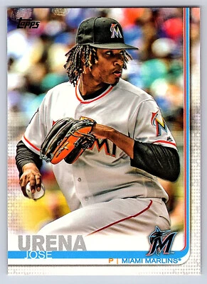 2019 Topps Series 1 Base # 20 Jose Urena - Miami Marlins - Image 1 of 2