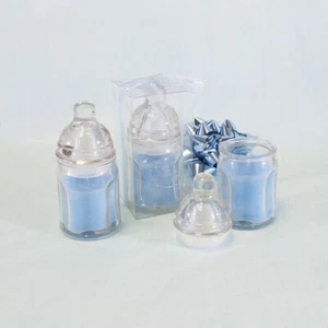 Mega Favors - Glass Baby Boy Bottle Scented Candle - Blue, 12PCS - Picture 1 of 3