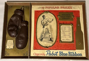 Guantes de boxeo vintage Pabst cinta azul PBR signo Sullivan vs Corbett *TAL CUAL* - Imagen 1 de 21