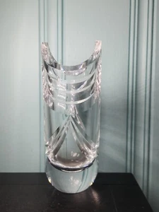 Jarrón de Cristal Hoya Art Deco, Excelente Estado Jarrón de Vidrio Transparente Grueso Pesado - Imagen 1 de 15