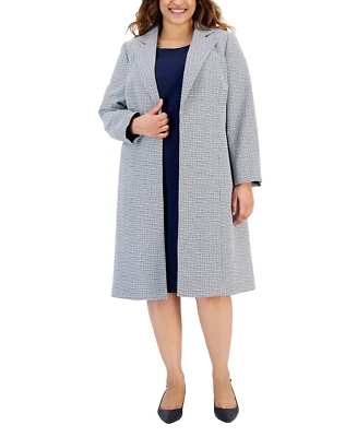 NUEVO LE SUIT AZUL MARINO TWEED CHAQUETA LARGA VESTIDO CONJUNTO TRAJE TALLA 20W MUJER MÁS $330 Foto 1 de 4