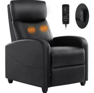 Modern Fabric Push Back Theater Recliner Chair Footrest Soft Sofa PU Leather USA - Picture 1 of 18