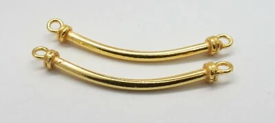 2 Piezas Cuentas Oro 22K Tubo 45mm Largo Curvo Tubo Joyería Fabricación Suministros Cuentas Foto 1 de 2