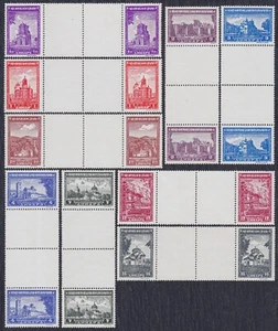Germany occupation of Serbia 1942 Monasteries in pair, 9 values with bridge, MNH - Picture 1 of 2