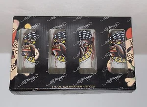 Ed Hardy Life 2fl. oz. Tall Shooter Set of 4-Shot Glasses NIB - Picture 1 of 7