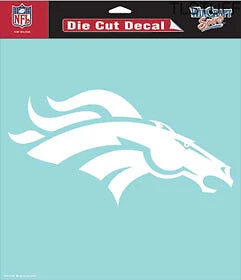 NFL 丹佛野马队标志模切贴花 8 英寸 x 8 英寸白色乙烯基 — 第 1/1 张图片