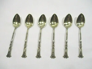 6 PETITES CUILLERES A CAFE MOKA RENAISSANCE ARGENT MASSIF VERMEIL SILVER SPOON - Picture 1 of 12