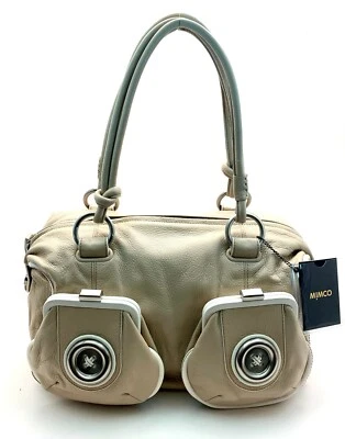 BOLSO DE CUERO MIMCO METAL BOTÓN CREMALLERA SUPERIOR EN BLANCO LÁCTEO NUEVO CON ETIQUETAS PRECIO DE VENTA SUGERIDO POR EL FABRICANTE $450 Foto 1 de 4
