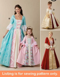 SEWING PATTERN Sew Girls Womens Costume - Princess Dress Colonial Medieval 8549 - Picture 1 of 3