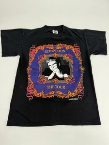 Vintage ELTON JOHN 92 World Tour X Gianni Versace Single Stitch Sleeve T Shirt - Picture 1 of 11