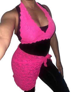 Free People Intimate NEU Spitzen Neckholder BH Hot Pink Wickel Sarong Rock Gr. S - Bild 1 von 3