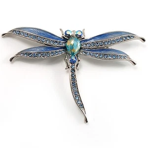 Blue Enamel Dragonfly Brooch - Picture 1 of 4
