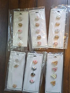 LOT OF 26 Vtg Button Covers Frosted Cake Pie Set of 5 Pastry Desserts Novelty - Picture 1 of 3