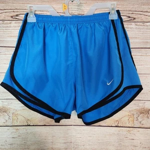Nike DRI-FIT Women's Running Shorts Size Small Drawstring Black & Blue Lined - Picture 1 of 13