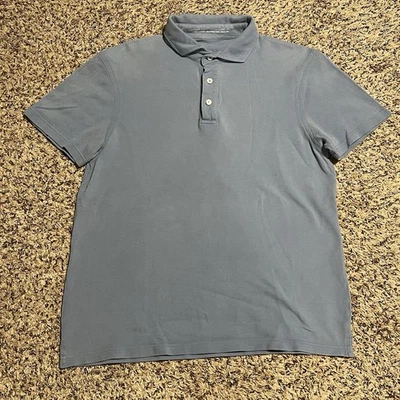 Camisa Polo Kent Wang Para Hombres Azul Mediana Manga Corta Algodón Preppy Informal Ajustada Foto 1 de 4