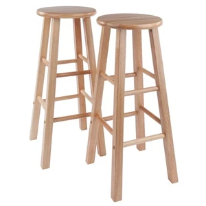 Winsome Wood Element 2-Piece Bar Stools, Natural Finish,13.58" W x 13.58" D - Picture 1 of 6