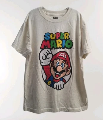 Super Mario Bros Nintendo Boys YOUTH Large Ivory Short Sleeve T-shirt  - Image 1 of 4