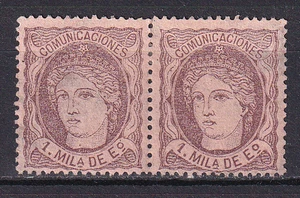 Spain 1870 Edifil 102 Alegoria MH pair (1) - Picture 1 of 2